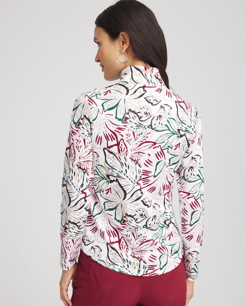 Chico's Zenergy® UPF Floral Mockneck Golf Top at Hamilton Place in